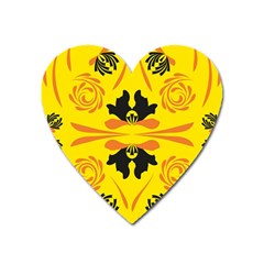 Floral Folk Damask Pattern Fantasy Flowers  Heart Magnet by Eskimos