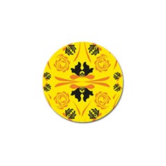 Floral Folk Damask Pattern Fantasy Flowers  Golf Ball Marker by Eskimos