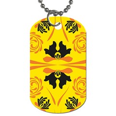 Floral Folk Damask Pattern Fantasy Flowers  Dog Tag (two Sides) by Eskimos