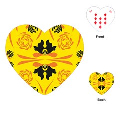 Floral Folk Damask Pattern Fantasy Flowers  Playing Cards Single Design (heart) by Eskimos