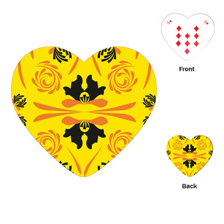 Floral folk damask pattern Fantasy flowers  Playing Cards Single Design (Heart)