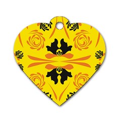 Floral Folk Damask Pattern Fantasy Flowers  Dog Tag Heart (one Side) by Eskimos