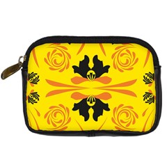 Floral Folk Damask Pattern Fantasy Flowers  Digital Camera Leather Case by Eskimos