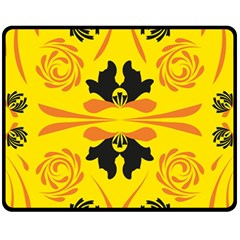 Floral Folk Damask Pattern Fantasy Flowers  Fleece Blanket (medium)  by Eskimos