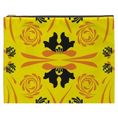 Floral Folk Damask Pattern Fantasy Flowers  Cosmetic Bag (xxxl)