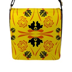 Floral Folk Damask Pattern Fantasy Flowers  Flap Closure Messenger Bag (l) by Eskimos