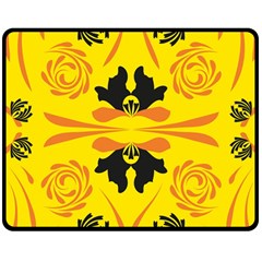 Floral Folk Damask Pattern Fantasy Flowers  Double Sided Fleece Blanket (medium)  by Eskimos