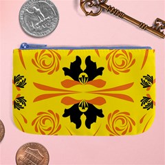 Floral Folk Damask Pattern Fantasy Flowers  Large Coin Purse by Eskimos