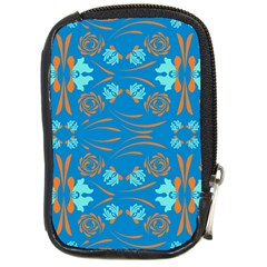 Floral Folk Damask Pattern Fantasy Flowers  Compact Camera Leather Case by Eskimos