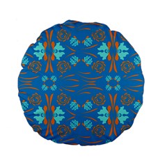 Floral Folk Damask Pattern Fantasy Flowers  Standard 15  Premium Flano Round Cushions by Eskimos