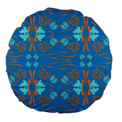 Floral Folk Damask Pattern Fantasy Flowers  Large 18  Premium Flano Round Cushions by Eskimos