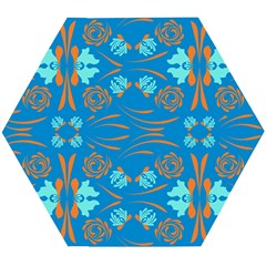 Floral Folk Damask Pattern Fantasy Flowers  Wooden Puzzle Hexagon by Eskimos