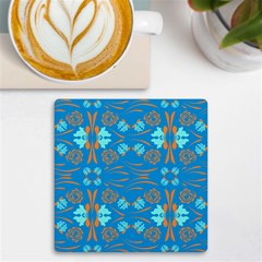 Floral Folk Damask Pattern Fantasy Flowers  Uv Print Square Tile Coaster  by Eskimos