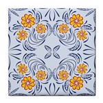 Floral folk damask pattern Fantasy flowers  Tile Coaster Front