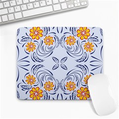 Floral Folk Damask Pattern Fantasy Flowers  Large Mousepads by Eskimos