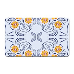 Floral Folk Damask Pattern Fantasy Flowers  Magnet (rectangular) by Eskimos