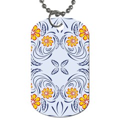 Floral Folk Damask Pattern Fantasy Flowers  Dog Tag (two Sides) by Eskimos