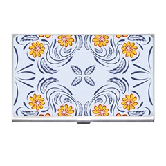 Floral Folk Damask Pattern Fantasy Flowers  Business Card Holder by Eskimos