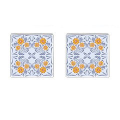 Floral Folk Damask Pattern Fantasy Flowers  Cufflinks (square) by Eskimos