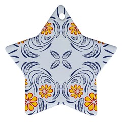 Floral Folk Damask Pattern Fantasy Flowers  Star Ornament (two Sides) by Eskimos