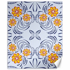 Floral Folk Damask Pattern Fantasy Flowers  Canvas 11  X 14  by Eskimos