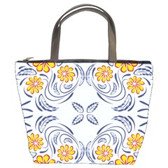 Floral Folk Damask Pattern Fantasy Flowers  Bucket Bag by Eskimos