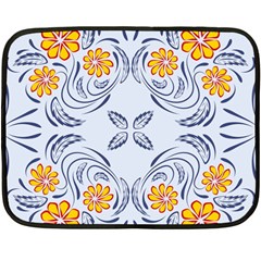 Floral Folk Damask Pattern Fantasy Flowers  Double Sided Fleece Blanket (mini)  by Eskimos