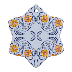 Floral Folk Damask Pattern Fantasy Flowers  Ornament (snowflake) by Eskimos