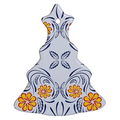 Floral Folk Damask Pattern Fantasy Flowers  Ornament (christmas Tree)  by Eskimos