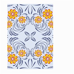 Floral Folk Damask Pattern Fantasy Flowers  Large Garden Flag (two Sides) by Eskimos