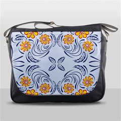 Floral Folk Damask Pattern Fantasy Flowers  Messenger Bag by Eskimos