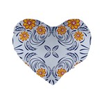 Floral folk damask pattern Fantasy flowers  Standard 16  Premium Heart Shape Cushions Front