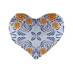 Floral folk damask pattern Fantasy flowers  Standard 16  Premium Heart Shape Cushions Back