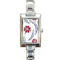 Folk Flowers Print Floral Pattern Ethnic Art Rectangle Italian Charm Watch by Eskimos