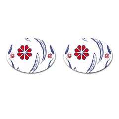 Folk Flowers Print Floral Pattern Ethnic Art Cufflinks (oval) by Eskimos