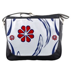 Folk Flowers Print Floral Pattern Ethnic Art Messenger Bag by Eskimos