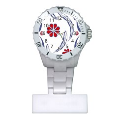 Folk Flowers Print Floral Pattern Ethnic Art Plastic Nurses Watch by Eskimos