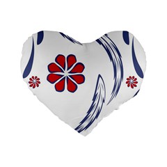 Folk Flowers Print Floral Pattern Ethnic Art Standard 16  Premium Flano Heart Shape Cushions by Eskimos