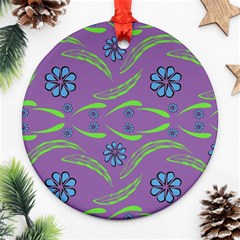 Folk Flowers Print Floral Pattern Ethnic Art Ornament (round) by Eskimos