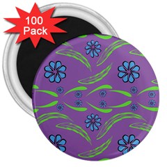 Folk Flowers Print Floral Pattern Ethnic Art 3  Magnets (100 Pack) by Eskimos