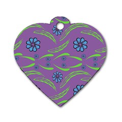 Folk Flowers Print Floral Pattern Ethnic Art Dog Tag Heart (one Side) by Eskimos