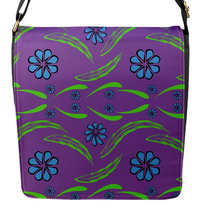 Folk flowers print Floral pattern Ethnic art Flap Closure Messenger Bag (S)