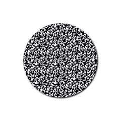 Black And White Qr Motif Pattern Rubber Round Coaster (4 Pack) by dflcprintsclothing