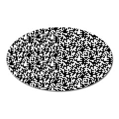 Black And White Qr Motif Pattern Oval Magnet