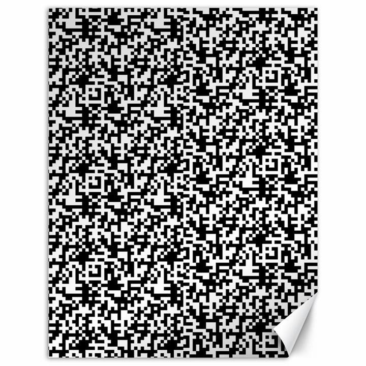 Black And White Qr Motif Pattern Canvas 12  x 16 