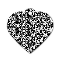 Black And White Qr Motif Pattern Dog Tag Heart (two Sides)