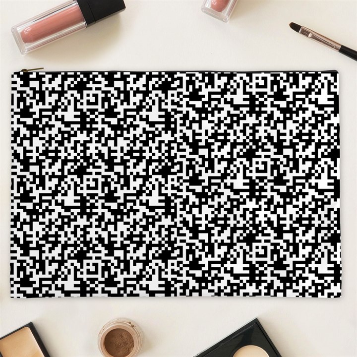 Black And White Qr Motif Pattern Cosmetic Bag (XXL)