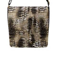 Luxury Snake Print Flap Closure Messenger Bag (l) by CoshaArt