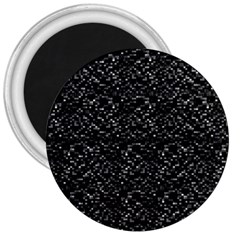 Pixel Grid Dark Black And White Pattern 3  Magnets by dflcprintsclothing