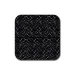 Pixel Grid Dark Black And White Pattern Rubber Square Coaster (4 pack) Front